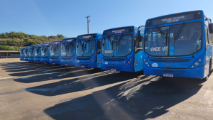 Entrega mais recente foi feita em agosto pela Viação Grande Vitória, com 15 ônibus no total. Investimento é fruto da parceria entre as empresas operadoras e o Governo do Estado, dentro do processo de renovação da frota iniciado em 2019. Previsão é que, até o fim de 2025, 70% da frota esteja climatizada.