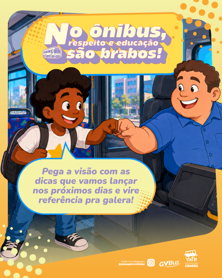 Iniciativa é uma reedição da campanha Passageiros Cidadãos em Ação, realizada no ano passado, e traz às redes sociais do GVBus dicas para uma convivência melhor nos ônibus do Sistema Transcol.
